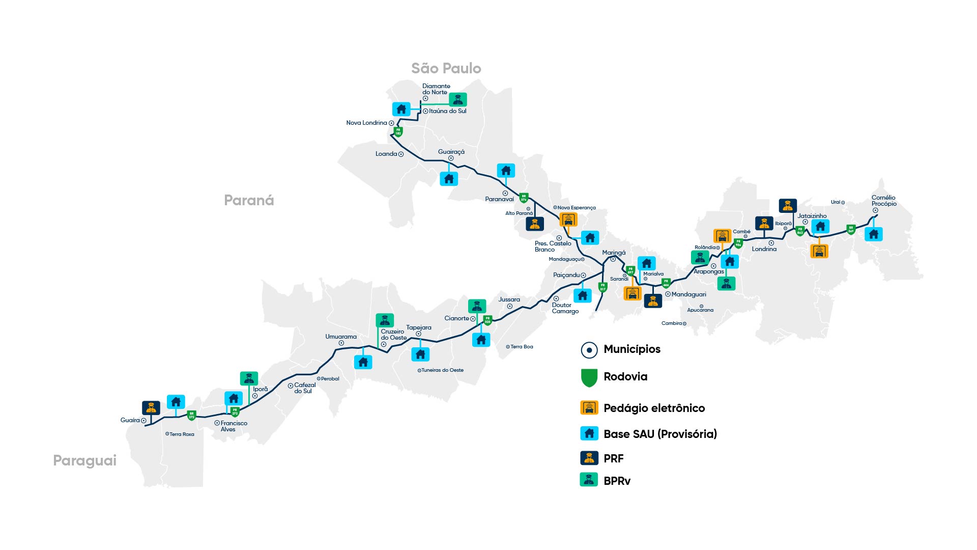 Mapa de atuação da EPR Iguaçu