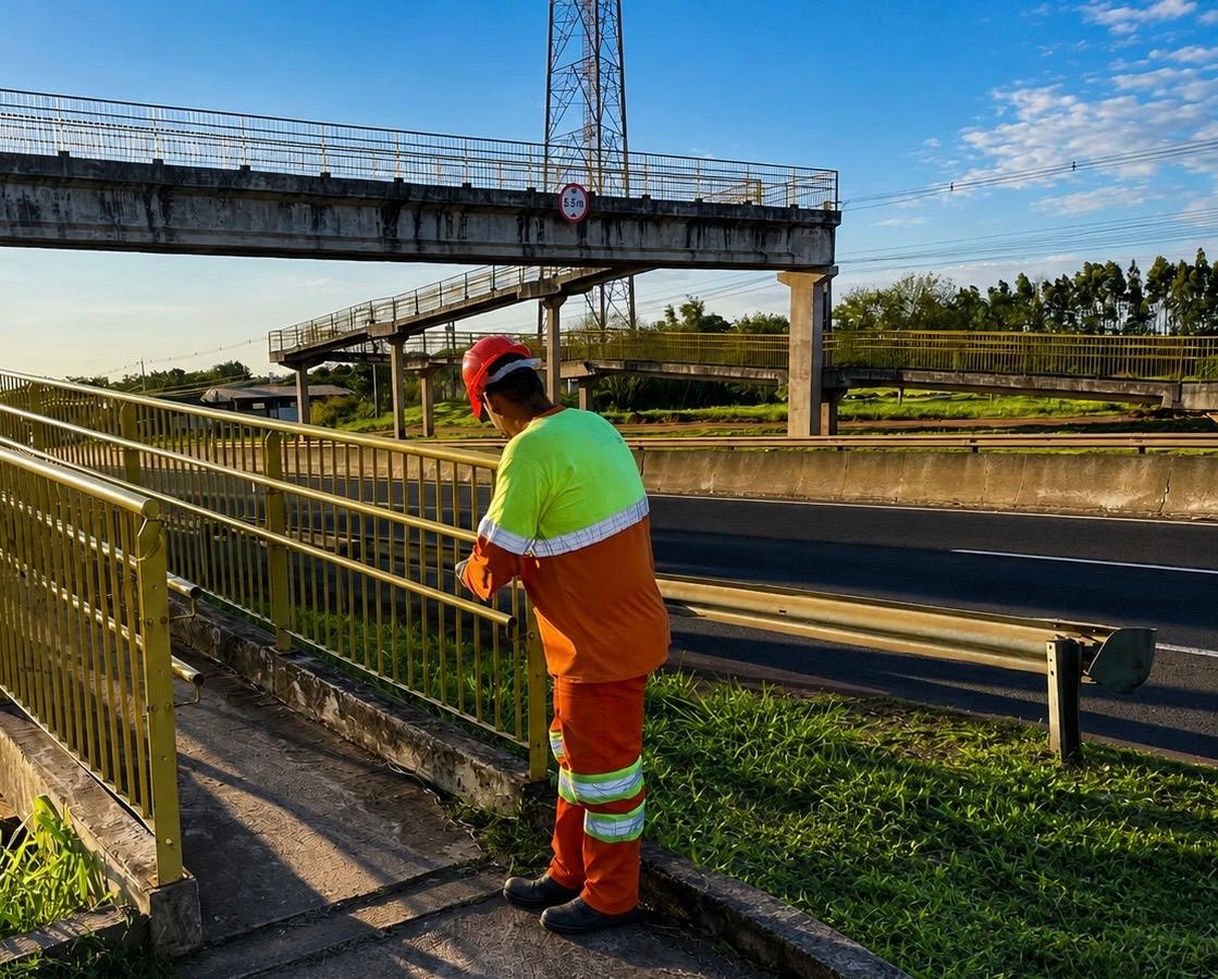 Passarela na BR-376, em Paranavaí, recebe manutenção preventiva nesta terça (4) e quarta-feira (5)